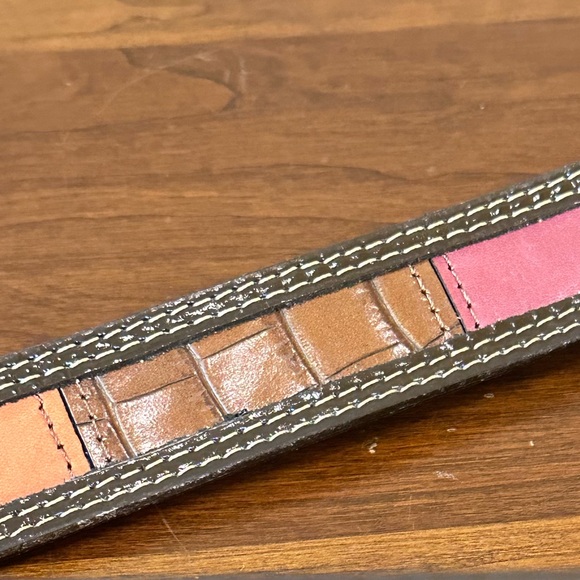 🌟2xHP🌟VTG 2000s Fossil Multicolor Patchwork Leather & Suede Silver Buckle Belt S - Picture 3 of 12